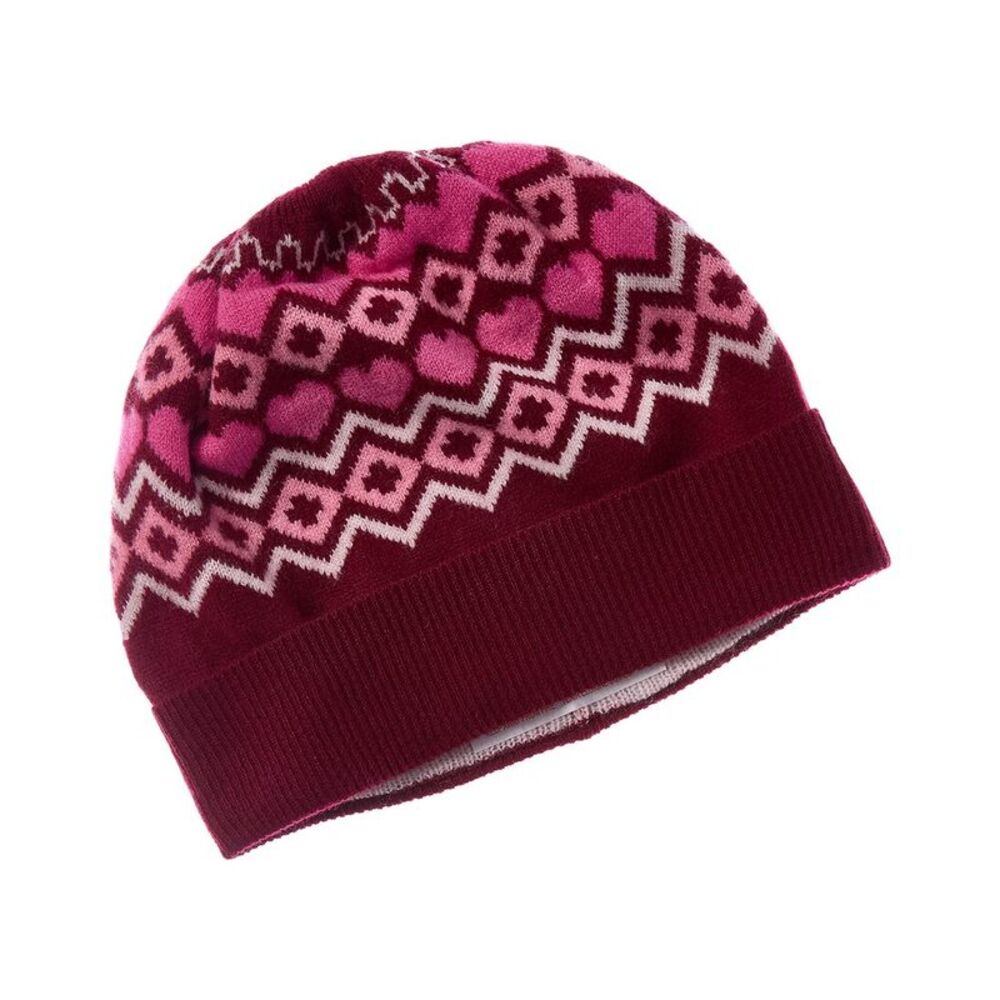 Brodie Cashmere Love Fairisle Cashmere Beanie, Red